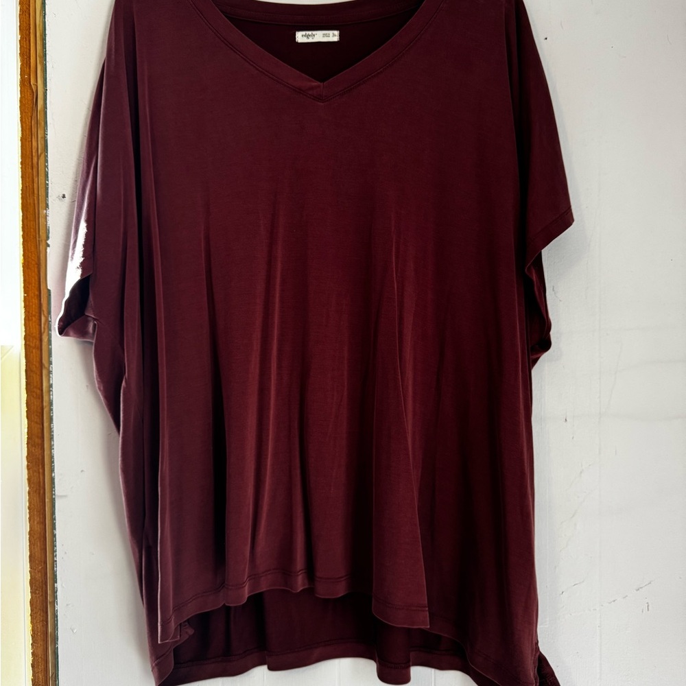 Women's V-Neck Burgundy Top